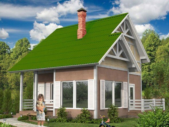 Ispred kuće sa zelenim krovom. Izvor foto: dom-bt.com