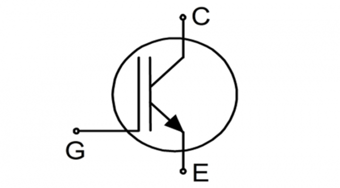 Piktograma tranzistor krugovi gdje G je zatvarač -, C kolektor, E - emiter.